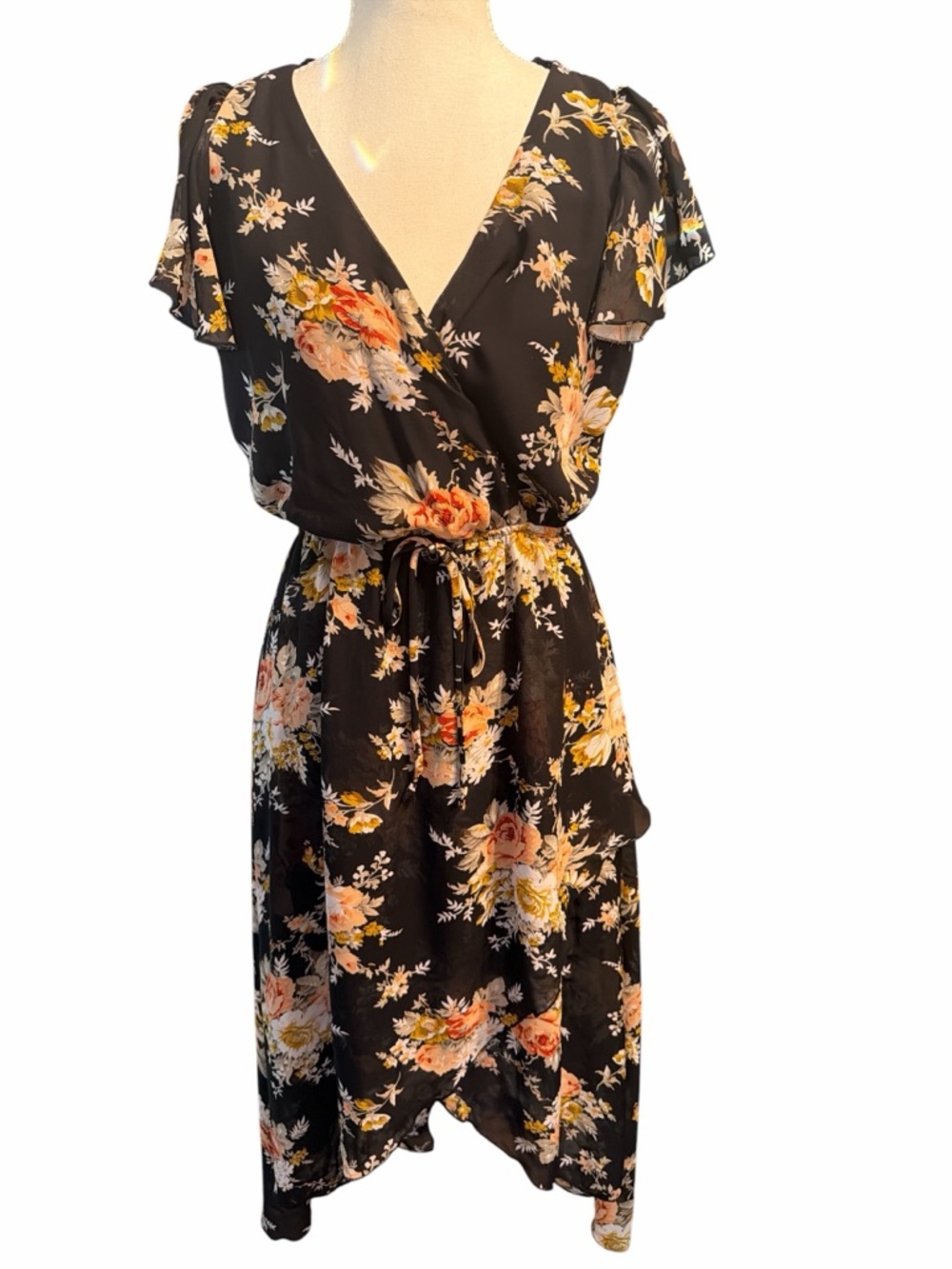 Boho Cottagecore Floral Tie Waist Midi Dress Club Soda M